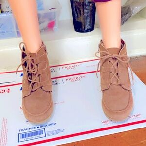 boots for women Brown Lace-Up Boots with Moccasin Stitching
